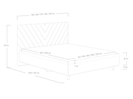 Кровать Сонум Vivien Марсель светло-серый 140х190