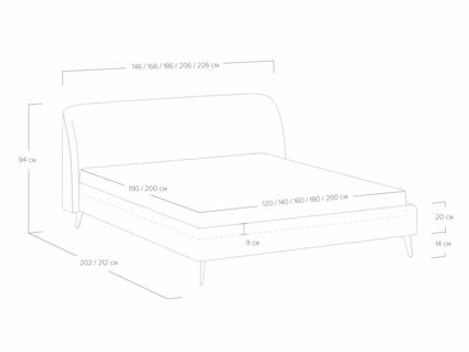 Кровать Сонум Rosa Кашемир Серый 160х200