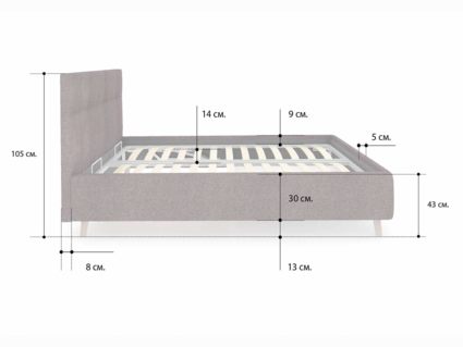 Кровать Сонум Bella Кашемир Латте (с подъемным механизмом) 120х200