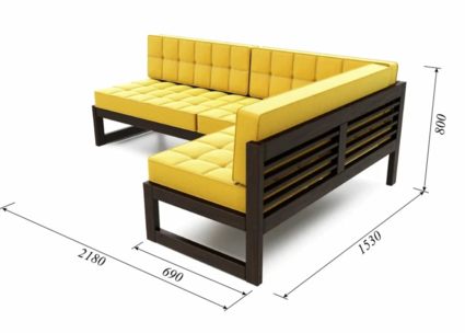 Диван Арско Сега угловой трехместный жёлтый Длина 218 см