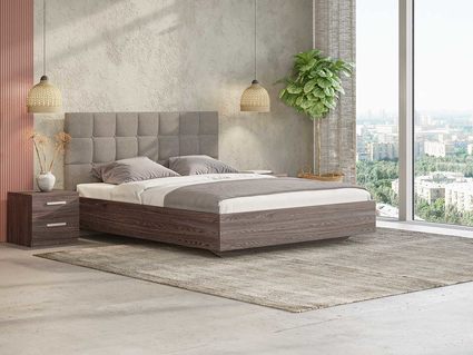 Кровать Сонум Luiza Ясень Анкор + Рогожка Песочная 160х190