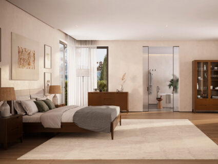 Кровать Rivi Ruby Wood Орех светлый/Рогожка Step 7 180х200