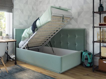 Кровать Nuvola Sabina угловая Velutto 26 (с подъемным механизмом) 120х190