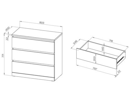 Комод Гуд Лакк Варма 3 серый 40х80