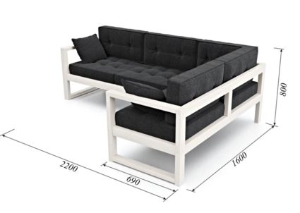 Диван Арско Астер угловой трехместный черный Длина 220 см