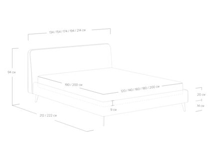 Кровать Сонум Boston Кашемир горчичный 160х190