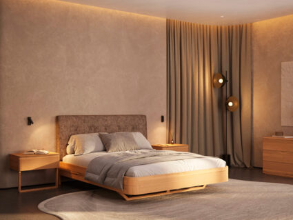 Кровать Rivi Charm Бук натуральный/микрофлок Sakura 10 120х200