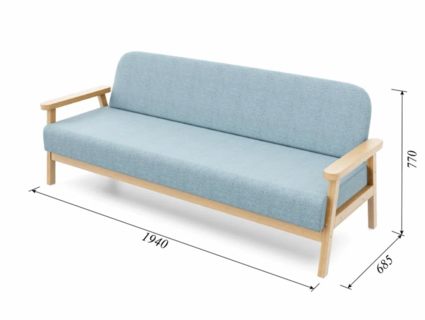 Диван Арско Флори трехместный голубой Длина 194 см